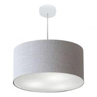 Lustre Pendente Cilíndrico Vivare Md-4213 Cúpula Em Tecido 50x30cm - Bivolt Rustico-cinza 127/220v - 5