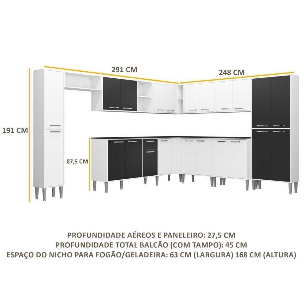 Cozinha Completa Xangai Pop Fg3164 Com Armário E Balcão Branca/preta - 6