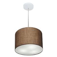 Lustre Pendente Cilíndrico Vivare Md-4210 Cúpula Em Tecido 30x25cm - Bivolt Café 127/220v - 1