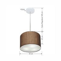 Lustre Pendente Cilíndrico Vivare Md-4210 Cúpula Em Tecido 30x25cm - Bivolt Café 127/220v - 2