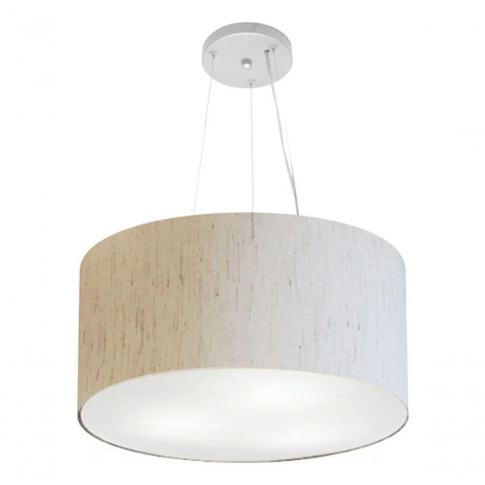 Lustre Pendente Cilíndrico Vivare Md-4185 Cúpula Em Tecido 45x21cm - Bivolt Linho Bege 127/220v - 3