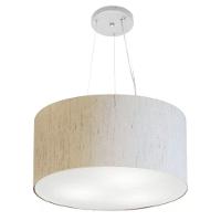 Lustre Pendente Cilíndrico Vivare Md-4185 Cúpula Em Tecido 45x21cm - Bivolt Linho Bege 127/220v - 1