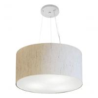 Lustre Pendente Cilíndrico Vivare Md-4185 Cúpula Em Tecido 45x21cm - Bivolt Linho Bege 127/220v - 3