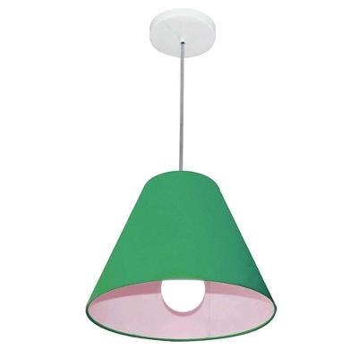 Lustre Pendente Cone Vivare Md-4028 Cúpula Em Tecido 25/30x12cm - Bivolt Verde-folha 127/220v