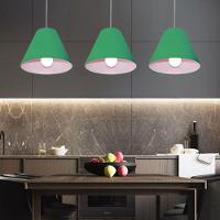 Lustre Pendente Cone Vivare Md-4028 Cúpula Em Tecido 25/30x12cm - Bivolt Verde-folha 127/220v - 6