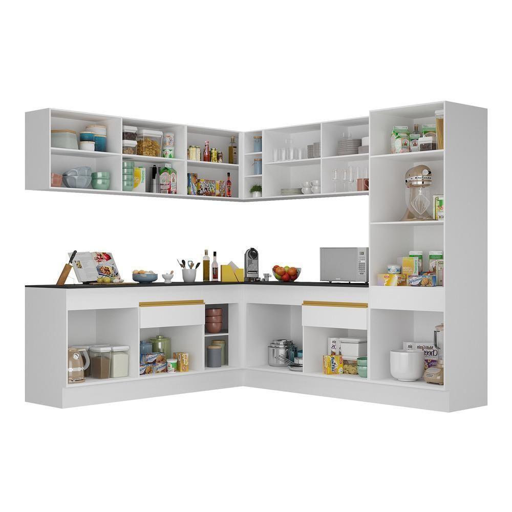 Cozinha Completa De Canto Mp2101 Com Armário E Balcão Branca - 4