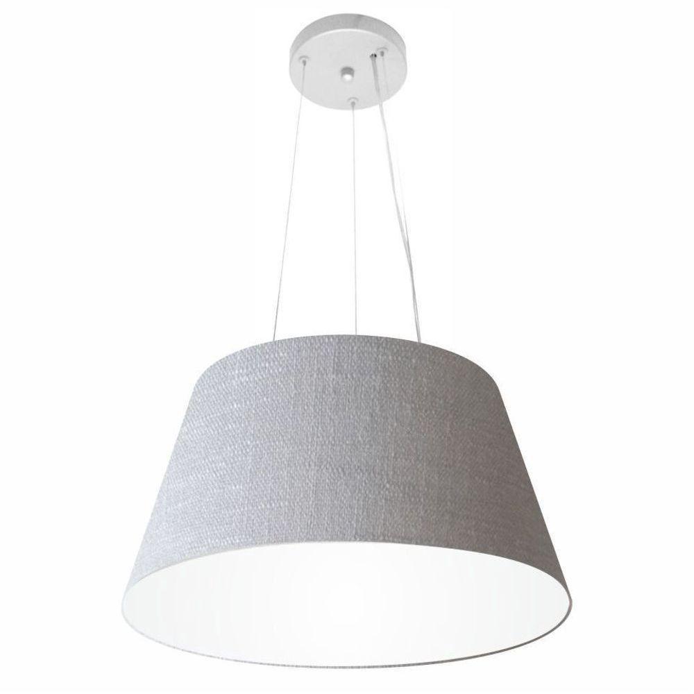 Lustre Pendente Cone Vivare Md-4001 Cúpula Em Tecido 21/40x30cm - Bivolt Rustico-cinza 127/220v - 3