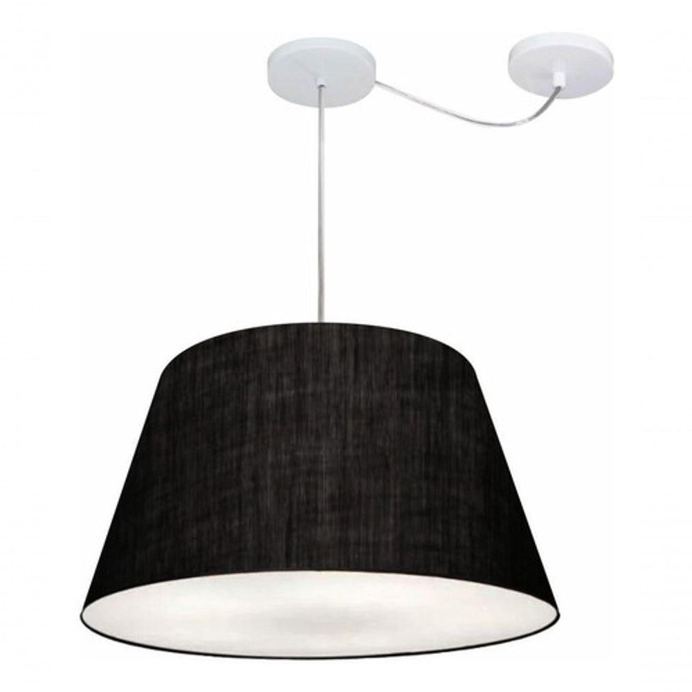 Lustre Pendente Cone Com Desvio De Centro Vivare Md-4278 Cúpula Em Tecido 35x50cm - Bivolt Preto 127/220v - 3