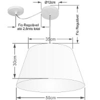 Lustre Pendente Cone Com Desvio De Centro Vivare Md-4278 Cúpula Em Tecido 35x50cm - Bivolt Preto 127/220v - 2