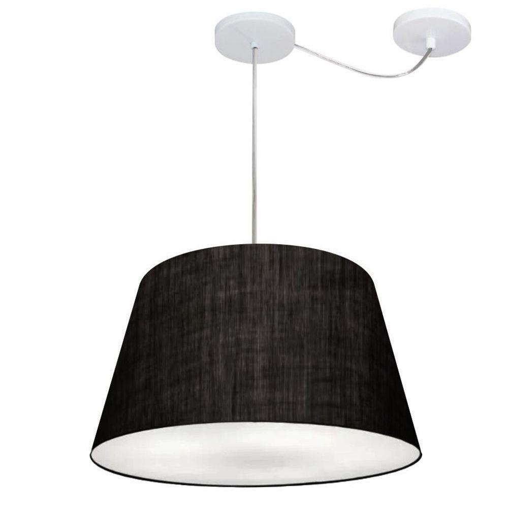 Lustre Pendente Cone Com Desvio De Centro Vivare Md-4279 Cúpula Em Tecido 30x40cm - Bivolt Preto 127/220v - 1