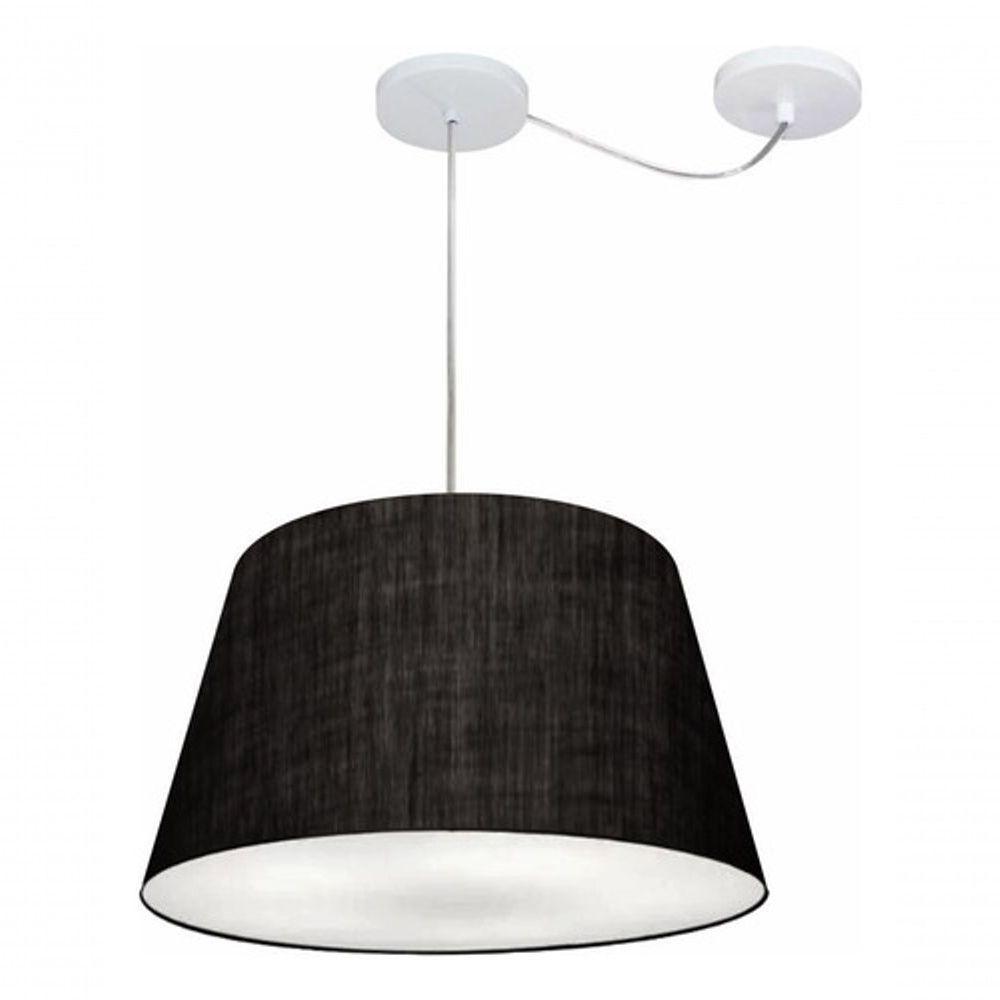 Lustre Pendente Cone Com Desvio De Centro Vivare Md-4279 Cúpula Em Tecido 30x40cm - Bivolt Preto 127/220v - 3