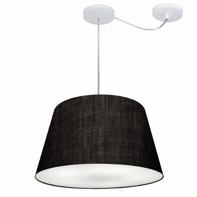 Lustre Pendente Cone Com Desvio De Centro Vivare Md-4279 Cúpula Em Tecido 30x40cm - Bivolt Preto 127/220v