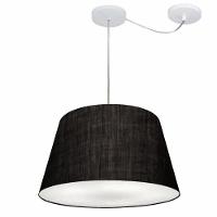 Lustre Pendente Cone Com Desvio De Centro Vivare Md-4279 Cúpula Em Tecido 30x40cm - Bivolt Preto 127/220v - 1