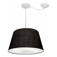 Lustre Pendente Cone Com Desvio De Centro Vivare Md-4279 Cúpula Em Tecido 30x40cm - Bivolt Preto 127/220v - 3
