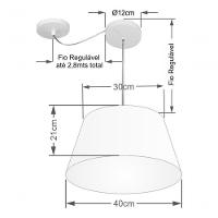 Lustre Pendente Cone Com Desvio De Centro Vivare Md-4279 Cúpula Em Tecido 30x40cm - Bivolt Preto 127/220v - 4