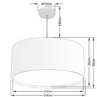 Lustre Pendente Cilíndrico Duplo Vivare Md-4291 Cúpula Em Tecido 60x30cm - Bivolt Rustico-bege 127/220v - 2