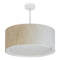 Lustre Pendente Cilíndrico Duplo Vivare Md-4291 Cúpula Em Tecido 60x30cm - Bivolt Rustico-bege 127/220v - 3