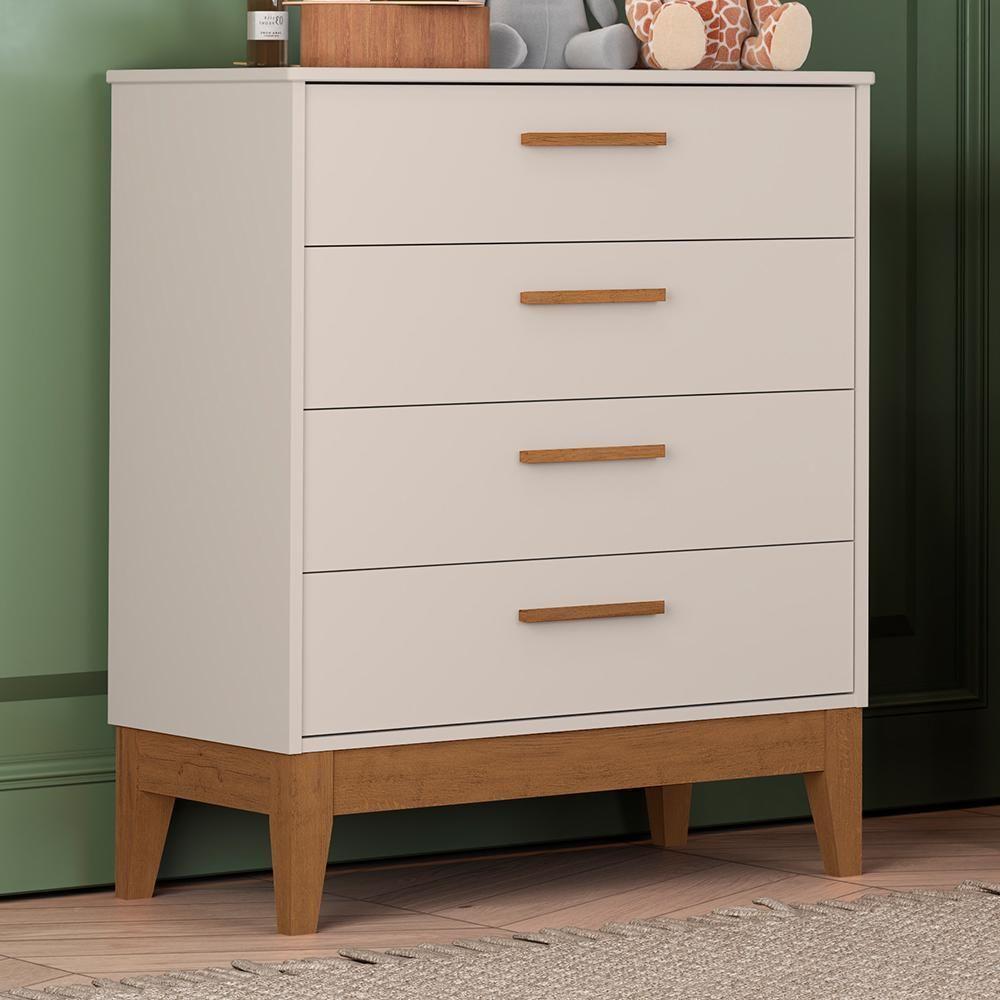 Cômoda Infantil Flip 4 Gavetas Areia Fosco - Reller Móveis Areia Fosco - 2