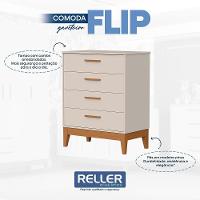 Cômoda Infantil Flip 4 Gavetas Areia Fosco - Reller Móveis Areia Fosco