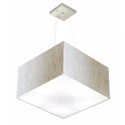 Lustre Pendente Quadrado Vivare Md-4075 Cúpula Em Tecido 30/50x50cm - Bivolt Linho Bege 127/220v