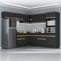 Cozinha Completa De Canto Mp2105 Com Armário E Balcão Preta - 1