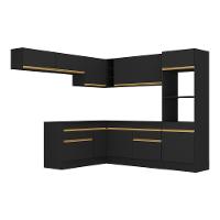 Cozinha Completa De Canto Mp2105 Com Armário E Balcão Preta - 3