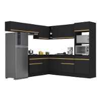 Cozinha Completa De Canto Mp2105 Com Armário E Balcão Preta - 7
