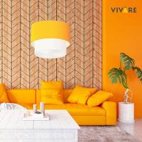 Lustre Pendente Duplo Cilíndrico Vivare Md-4061 Cúpula Tecido 50x40cm - Bivolt Laranja-branco 127/220v - 6