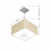 Lustre Pendente Quadrado Md-4020 Cúpula Em Tecido 21/35x35cm Rustico Bege - Bivolt - 2