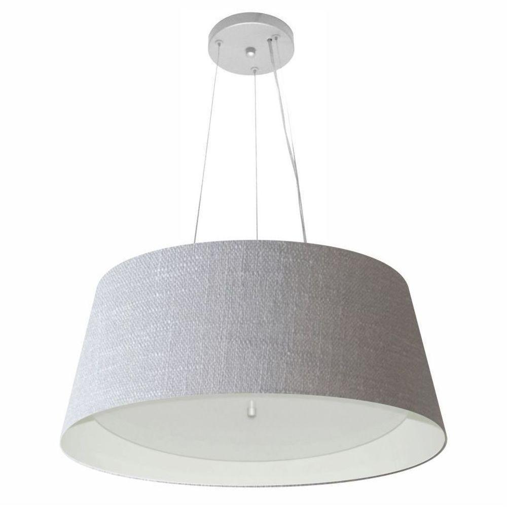Lustre Pendente Cone Vivare Md-4015 Cúpula Em Tecido 25x60x50cm - Bivolt Rustico-cinza-branco 127/220v - 1
