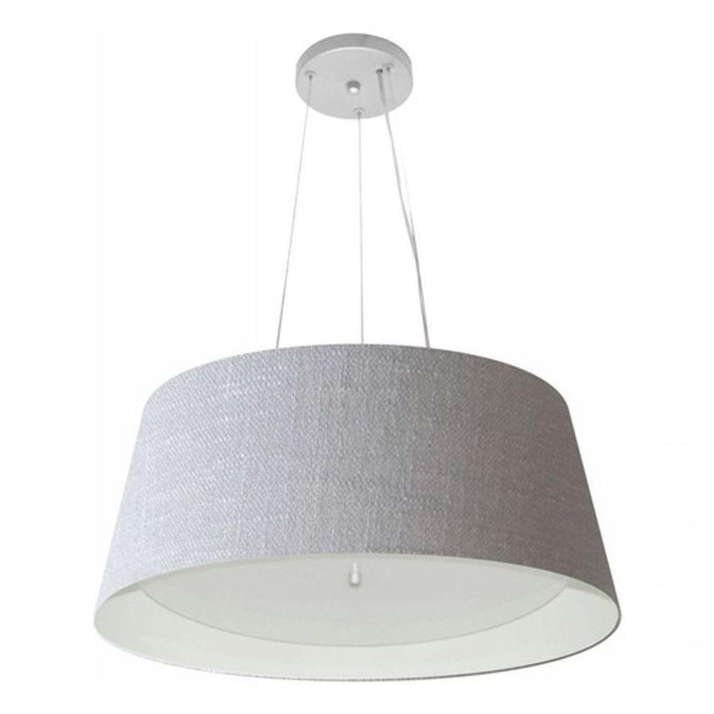 Lustre Pendente Cone Vivare Md-4015 Cúpula Em Tecido 25x60x50cm - Bivolt Rustico-cinza-branco 127/220v - 3