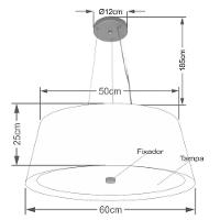 Lustre Pendente Cone Vivare Md-4015 Cúpula Em Tecido 25x60x50cm - Bivolt Rustico-cinza-branco 127/220v - 2