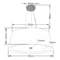 Lustre Pendente Cone Vivare Md-4015 Cúpula Em Tecido 25x60x50cm - Bivolt Rustico-cinza-branco 127/220v - 4