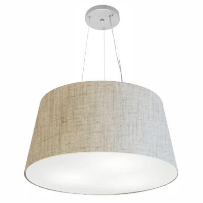Lustre Pendente Cone Vivare Md-4063 Cúpula Em Tecido 30/60x50cm - Bivolt Rustico-bege 127/220v