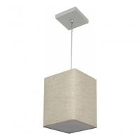 Lustre Pendente Quadrado Vivare Md-4007 Cúpula Em Tecido 25/16x16cm - Bivolt Rustico-bege 127/220v - 3