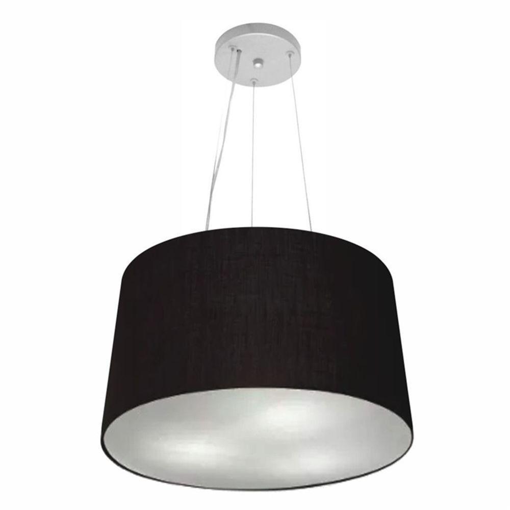 Lustre Pendente Cone Md-4153 Cúpula Em Tecido 30/45x40cm Preto - Bivolt - 1