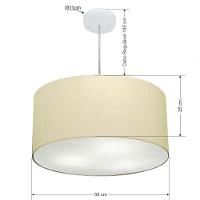 Lustre Pendente Cilíndrico Vivare Md-4213 Cúpula Em Tecido 50x30cm - Bivolt Algodão-crú 127/220v - 2