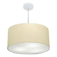 Lustre Pendente Cilíndrico Vivare Md-4213 Cúpula Em Tecido 50x30cm - Bivolt Algodão-crú 127/220v