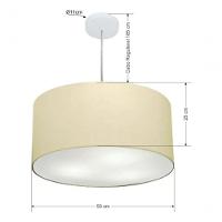 Lustre Pendente Cilíndrico Vivare Md-4213 Cúpula Em Tecido 50x30cm - Bivolt Algodão-crú 127/220v - 5