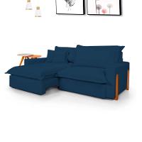 Sofá Retrátil Reclinável Davi Com Molas Ensacadas No Assento Tecido Azul Marinho 2,10m - 1