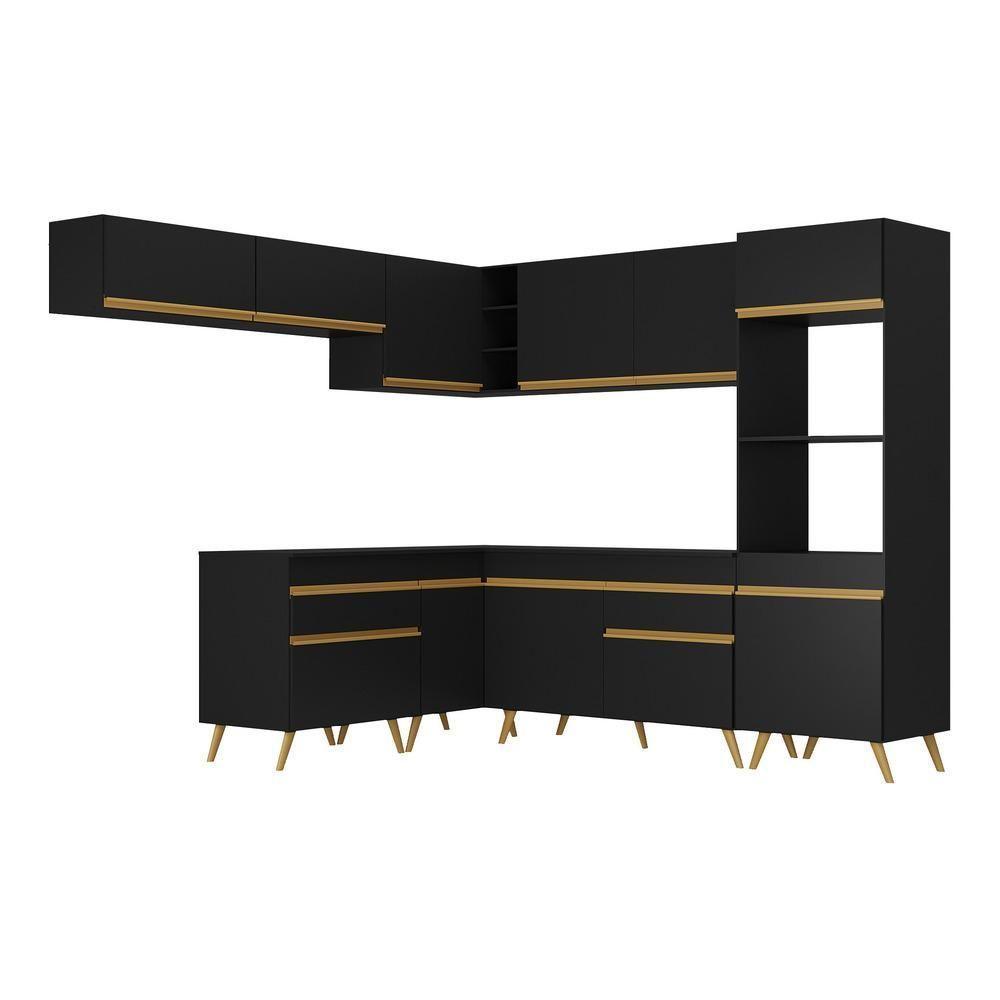 Cozinha Completa De Canto Veneza Gb Mp2070 Com Armário E Balcão Preta - 3