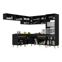 Cozinha Completa De Canto Veneza Gb Mp2070 Com Armário E Balcão Preta