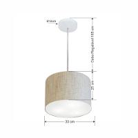 Lustre Pendente Cilíndrico Vivare Md-4210 Cúpula Em Tecido 30x25cm - Bivolt Rustico-bege 127/220v - 2