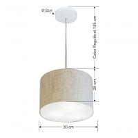Lustre Pendente Cilíndrico Vivare Md-4210 Cúpula Em Tecido 30x25cm - Bivolt Rustico-bege 127/220v - 4