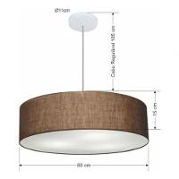 Lustre Pendente Cilíndrico Vivare Md-4221 Cúpula Em Tecido 60x15cm - Bivolt Café 127/220v - 5