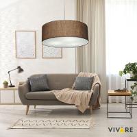 Lustre Pendente Cilíndrico Vivare Md-4221 Cúpula Em Tecido 60x15cm - Bivolt Café 127/220v - 6