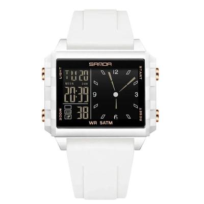 Relógio Analógico Digital 6273 Luminoso À Prova Da Água Sanda Branco