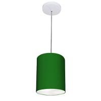 Lustre Pendente Cilíndrico Md-4012 Cúpula Em Tecido 18x25cm Verde Folha - Bivolt - 1