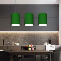 Lustre Pendente Cilíndrico Md-4012 Cúpula Em Tecido 18x25cm Verde Folha - Bivolt - 2