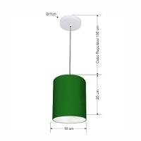 Lustre Pendente Cilíndrico Md-4012 Cúpula Em Tecido 18x25cm Verde Folha - Bivolt - 4